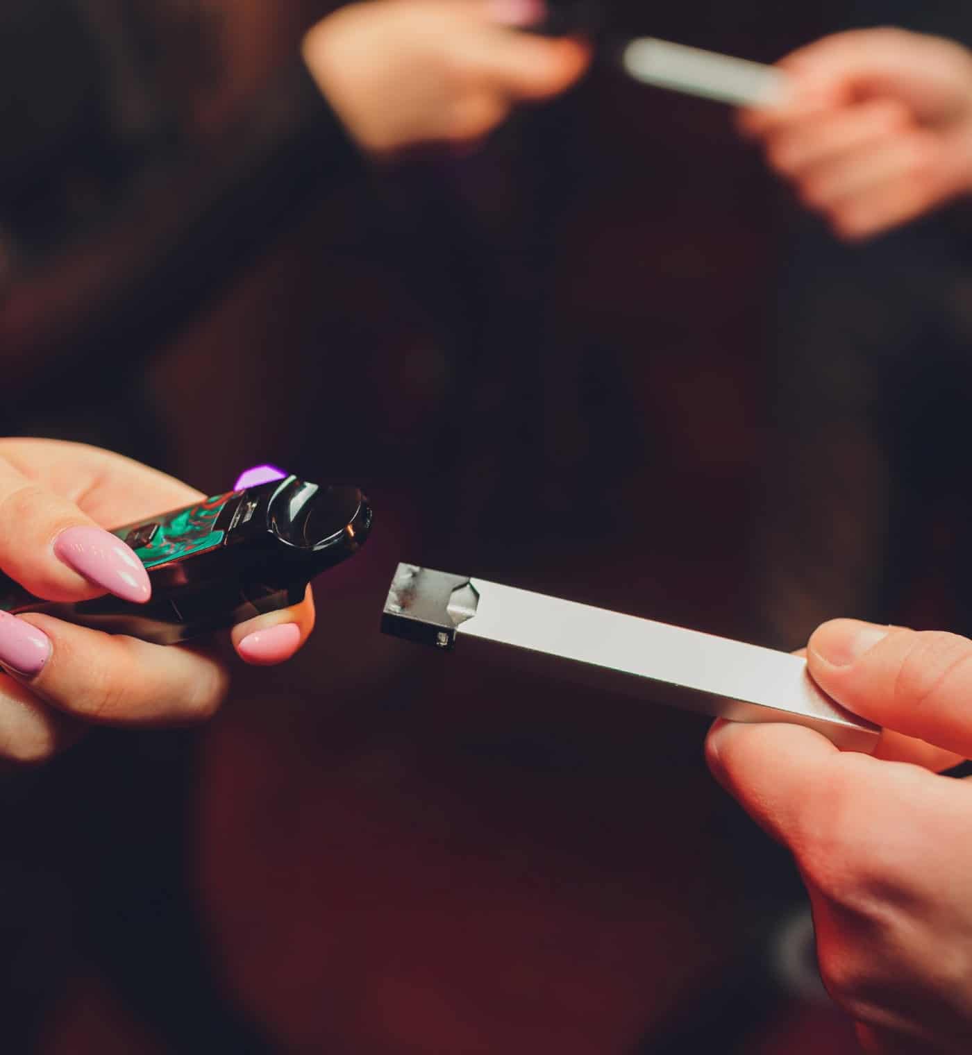 Vape device being used with a puff detector and vaporizer.