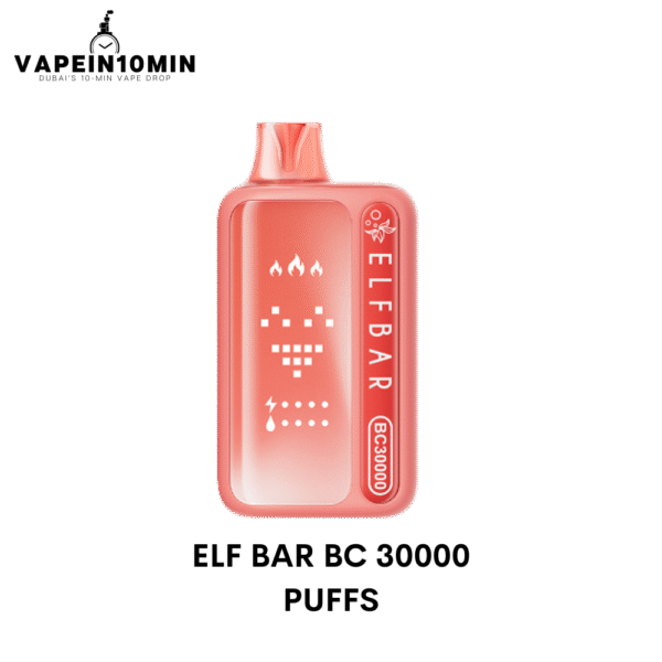 ELFBAR BC 30000 Puffs Disposable Vape Dubai with advanced BC chipset, 1100mAh rechargeable battery, 18ml e-liquid, and Type-C charging – fast vape delivery by vapein10min.com