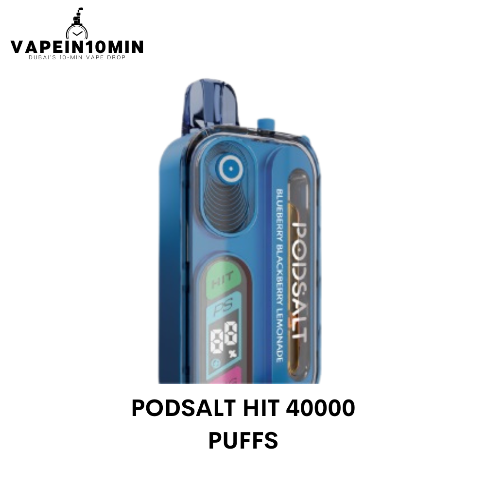PodSalt HIT 40K Disposable Vape with OLED Display, RGB Lights, and Up to 40,000 Puffs – Fast Vape Delivery Dubai