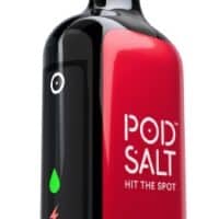 Pod Salt vape device with sleek black and red design.