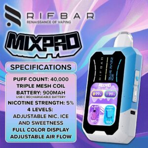 rifbar mixpro 40k disposable vape – 40,000 puffs