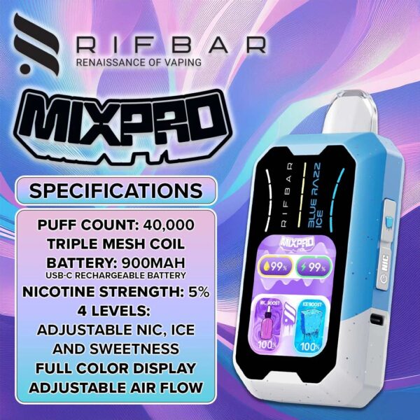 rifbar mixpro 40k disposable vape – 40,000 puffs