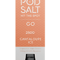 Pot Salt Hit the Spot GO 2500 Cantaloupe Ice vape pod device close-up.