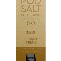 POW SALT hit the spot nicotine salt vape juice for satisfying Cuban crème flavor, 20mg, 2500 puffs, disposable vape device.