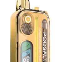 Luxury gold vaping device with digital display and adjustable airflow, perfect for high-end vape enthusiasts.