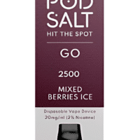 Pod Salt vape juice bottle with mixed berries ice flavor, nicotine strength 12%, 20mg/ml.
