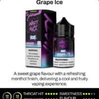 Grape Ice Nicotine Salt Vape Juice for Refreshing Grape Flavor and Cool Menthol Finish.