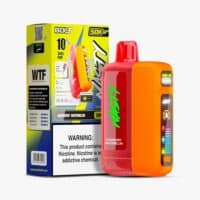 USB vape device with colorful LED display, raspberry watermelon flavor, and portable design for vaping enthusiasts.