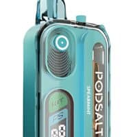 VapeSalt SPEARMINT e-liquid container with digital display and colorful design.