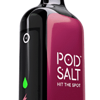 Vape device with a black and pink design, "Pop Salt" branding, and LED indicators, perfect for stylish vaping.