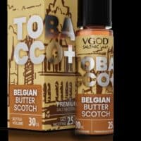 Belgian Butter Scotch vape juice in 30ml bottle, nicotine salt, for vaping enthusiasts.