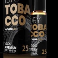 Dry tobacco vape juice, nicotine salt e-liquid, 25mg, premium vape flavor, SaltNic Labs, vape cloud, smooth throat hit, vape pen accessory.