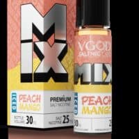 Peach Mango vape juice e-liquid for salt nicotine vaping, VGOD SaltNic Labs.
