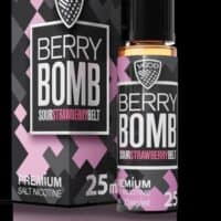SaltNicLabs Berry Bomb sour strawberry vape juice, 25ml, premium salt nicotine e-liquid.
