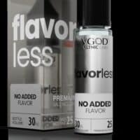 No added flavor vape juice bottle showing VGOD SaltNic Labs Flavorless disposable e-liquid for nicotine vaping.