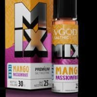 Vgod Salt Nic Labs Mango Passionfruit e-liquid for vaping, nicotine salt vape juice, 30ml bottle.
