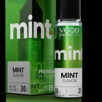 Mint salt nicotine e-liquid for vaping, VGOD SaltNic Labs 30ml bottle, smooth mint flavor, premium vape juice, nicotine salt e-juice.