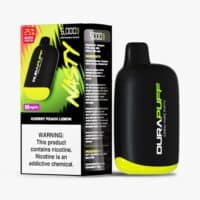 Vape DURA PUFF disposable vape device with cherry peach lemon flavor, 50mg/mL nicotine strength.