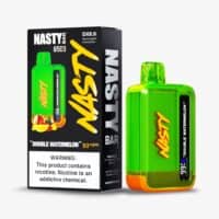 Bright green Nasty Bar disposable vape with watermelon flavor, perfect for vaping on the go.