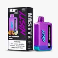 Kiwi passion fruit guava disposable vape device with colorful packaging and branding.