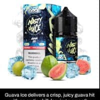 Crisp guava ice flavor e-liquid with icy chill, perfect for vape enthusiasts seeking refreshing frostiness.