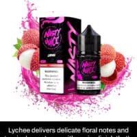 Lychee flavored vape juice e-liquid for vaping enthusiasts.