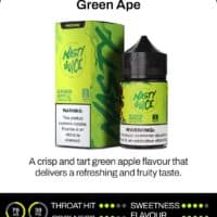 Green apple nicotine vape juice for a refreshing fruit flavor, perfect for vaping enthusiasts.