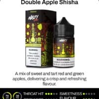 Double Apple Shisha vape juice for e-cigarettes, featuring a refreshing, sweet red and green apple flavor.