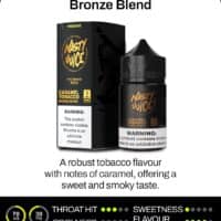 Bronze Blend nicotine vape e-liquid for vaping, caramel tobacco flavor with 3mg nicotine strength.