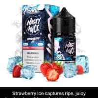 Fresh strawberry ice vape juice with icy cool flavor, perfect for a refreshing vaping experience.