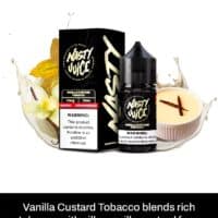 Creamy vanilla custard tobacco vape with rich, smooth flavor and sweet aroma.