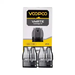 VapePod VMate Cartridge V2 for vaping devices, transparent design, 3ml capacity, 1.2Ω resistance, 2-pack.