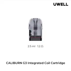Caliburn G3 Replacement Pods Dubai featuring 2.5ml refillable capacity, leak-resistant side-fill system, and 0.9Ω/1.2Ω mesh coil options for MTL and RDL vaping