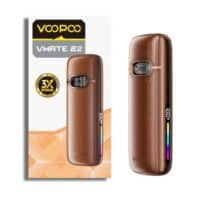 Vapevo Voopoo Vmate E2 portable vape device with leather exterior and LCD display for vaping.