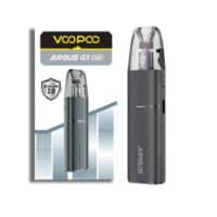 Vapoo Argus G3 Mini vape device on packaging with sleek black design and transparent mouthpiece.