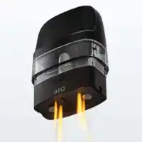 Vape pod system with dual firing ports and sleek black design for vaping enthusiasts, featuring adjustable airflow and high nicotine delivery.