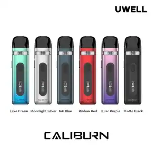 Uwell Caliburn X Pod Kit in Moonlight Silver, Lilac Purple, Lake Green, Ribbon Red, Ink Blue, Matte Black – refillable vape with 3ml pod and 850mAh battery, fast vape delivery Dubai