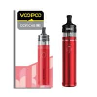 VooPoo Doric 60 Pro vape device with sleek red design and transparent tank for vaping.